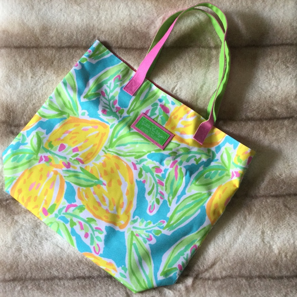 🆕 Lilly Pulitzer Lemon Tote Bag 💓🍋🦋🌿